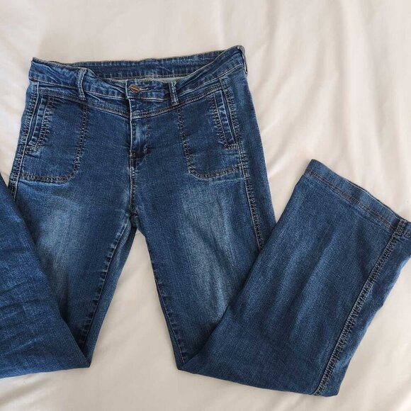 Vintage 90s casual blue denim carpenter pants ✦ straight-legged mid-washed jeans - Picture 8 of 15